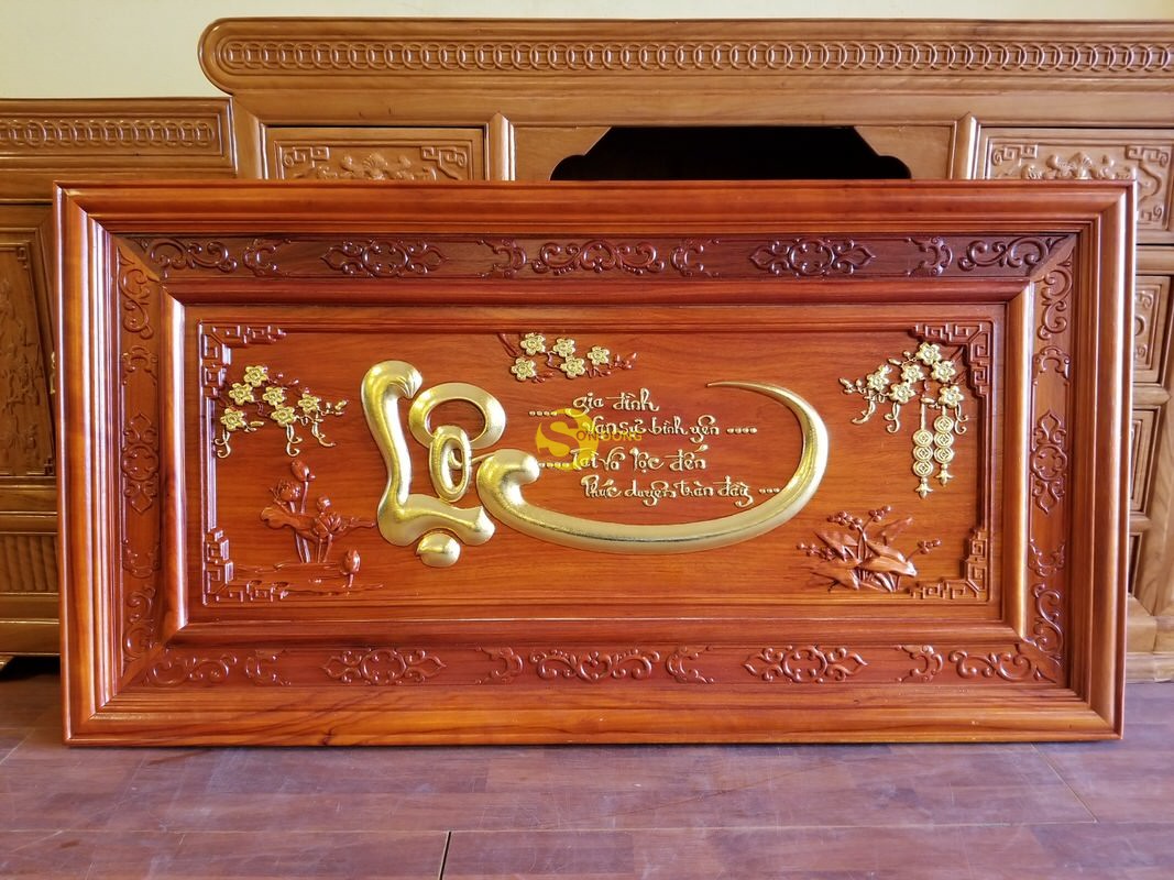 Tranh khắc gỗ chân dung quà tặng cá nhân hóa độc đáo tinh xảo 11 Tranh chữ Phúc - Đức - Lộc thép vàng-LT45 | Giá tốt tại xưởng
